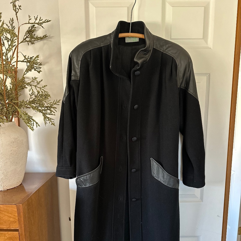 Vintage USA made leather and wool women’s coat